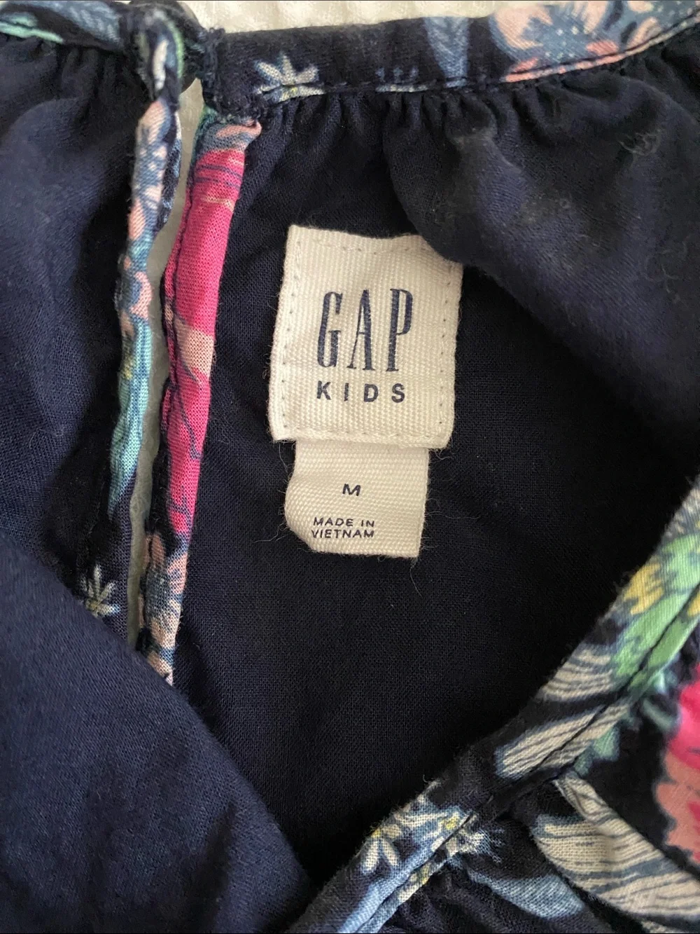 GAP Kids Navy Dress with Pink & Mint Floral Trim